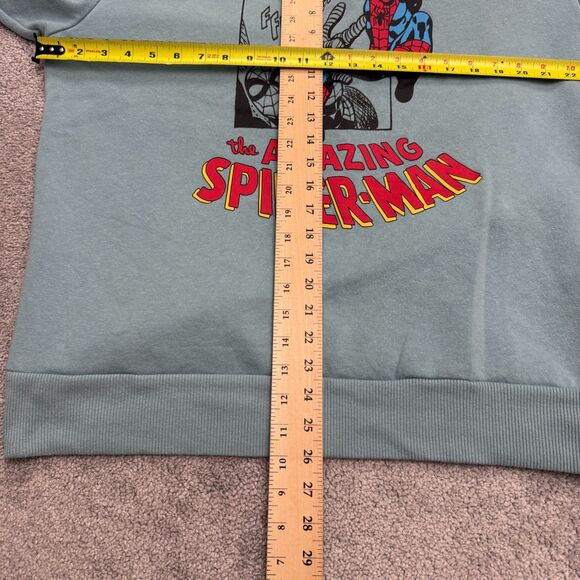 Marvel The Amazing Spider Man Graphic Pullover Sweatshirt Mens XL Teal Crew Neck - Picture 14 of 16